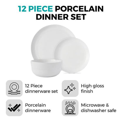 Tower 12 Piece Dinnerware Set