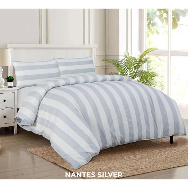 Nantes Silver Duvet Cover Super King Size