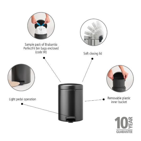 Brabantia Pedal Bin 5L C.Grey