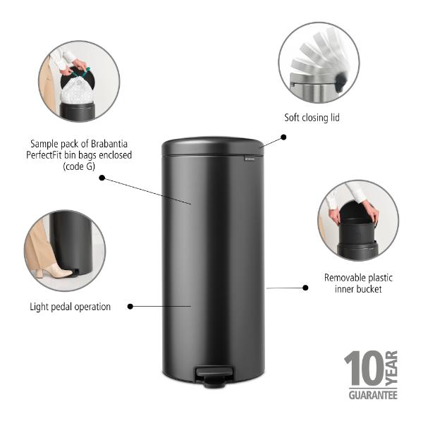brabantia pedal bin Brabantia Pedal Bin 30L C.Grey – Co-Op Superstores