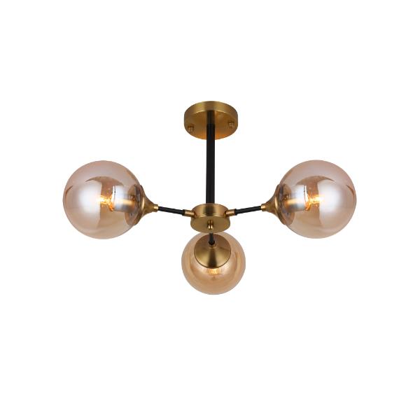 Semi Flush 3 light black and gold