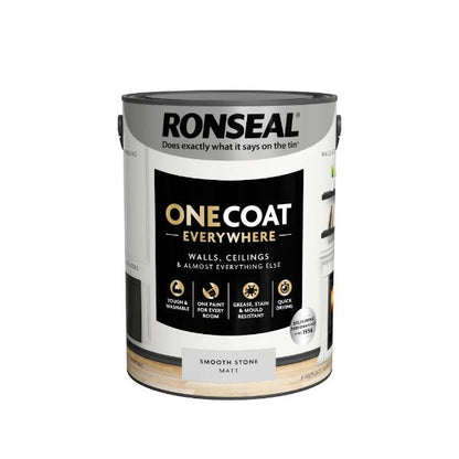Ronseal One Coat Everywhere Paint Smooth Stone Matt 5L