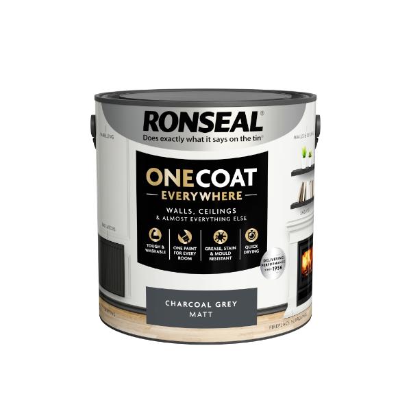Ronseal One Coat Everywhere Paint Charcoal Grey Matt 2.5L