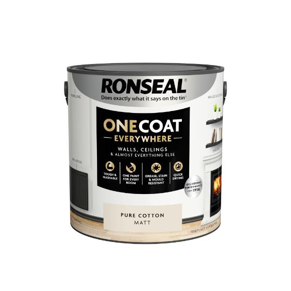 Ronseal One Coat Everywhere Paint Pure Cotton Matt 2.5L
