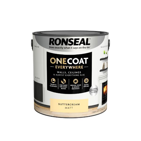 Ronseal One Coat Everywhere Paint Buttercream Matt 2.5L