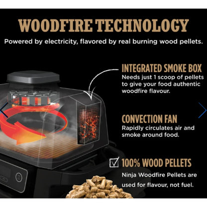Ninja OG850UK Woodfire Pro XL Electric BBQ Grill &amp; Smoker with Smart Cook System