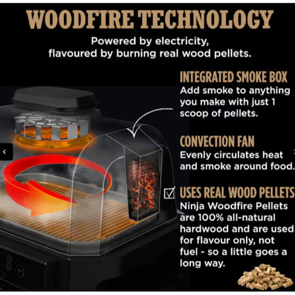 Ninja OG901UK Woodfire Pro Connect XL Electric BBQ Grill &amp; Smoker
