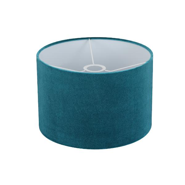 Teal Velvet Drum Shade 14"
