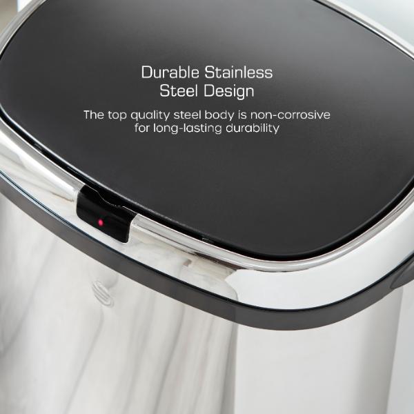 SWAN 50L Square Sensor Bin Stainless Steel