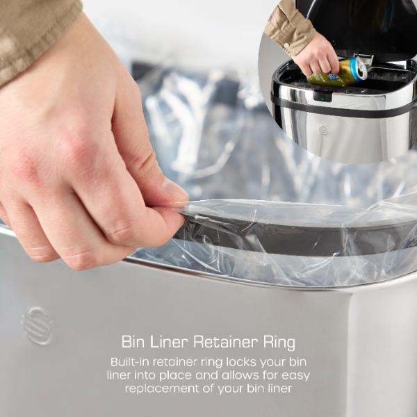 SWAN 50L Square Sensor Bin Stainless Steel