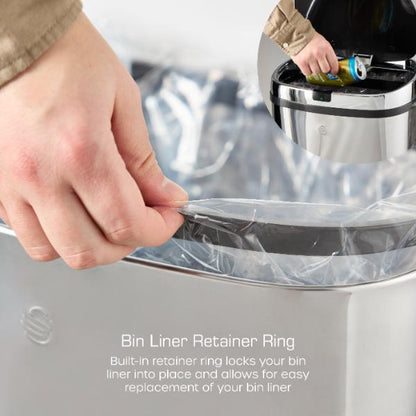 SWAN 50L Square Sensor Bin Stainless Steel