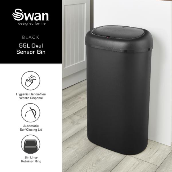 SWAN 55L Oval Sensor Bin Black