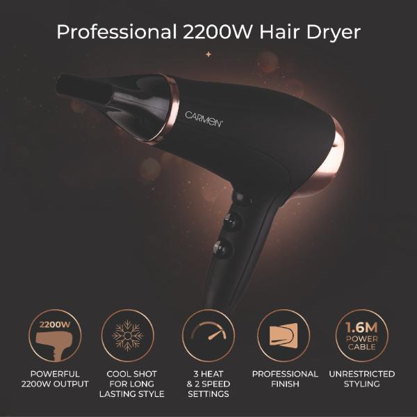 Carmen Noir II 2200W Hair Dryer Black