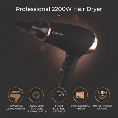Carmen Noir II 2200W Hair Dryer Black