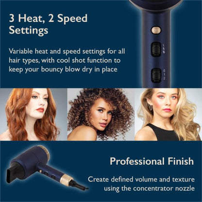Carmen Gift 1800W Hair Dryer &amp; Straightener Blue &amp; Champagne