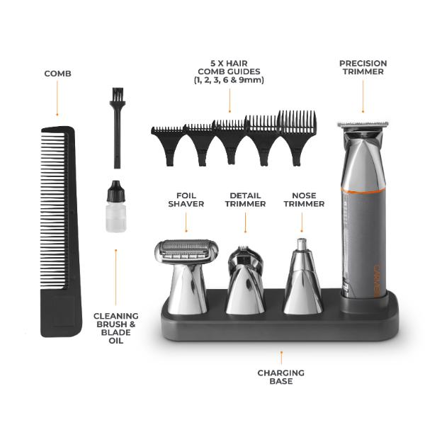 Carmen Titan 4 in 1 Multi-Groomer Set Grey &amp; Orange