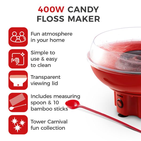 Tower 400W Candy Floss Maker Red