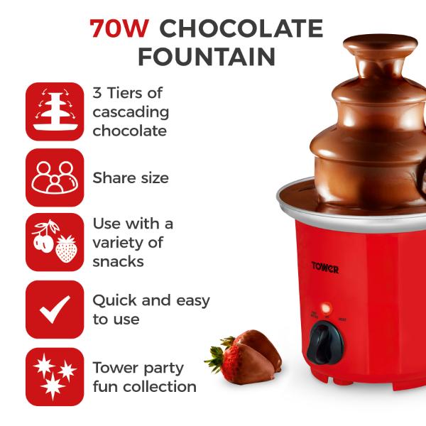 Tower 90W Chocolate Fountain Red