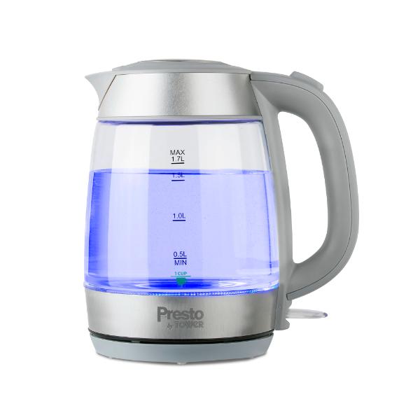 Tower Presto 2200W 1.7L Glass Kettle Grey