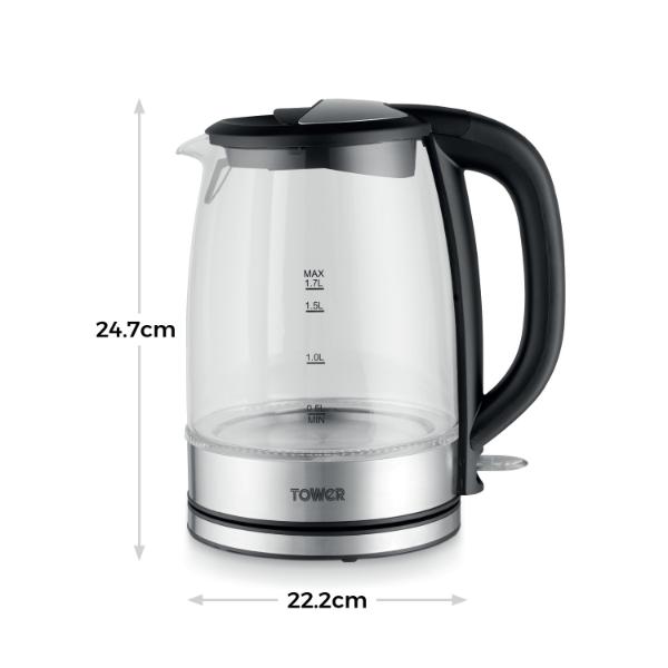 Tower Presto 1.7 Litre Glass Kettle Black