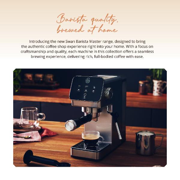 Swan Digital Mini Espresso Coffee Machine 1350W Stainless Steel