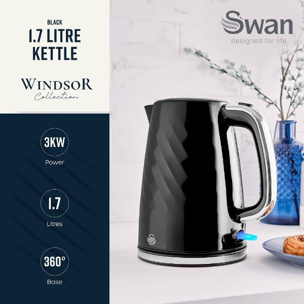 Swan Windsor 1.7L Textured Kettle black