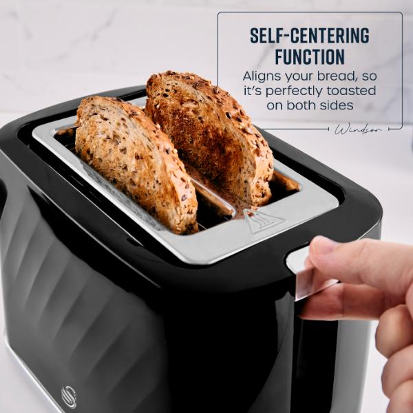 Swan Windsor 2 Slice Toaster Textured Black