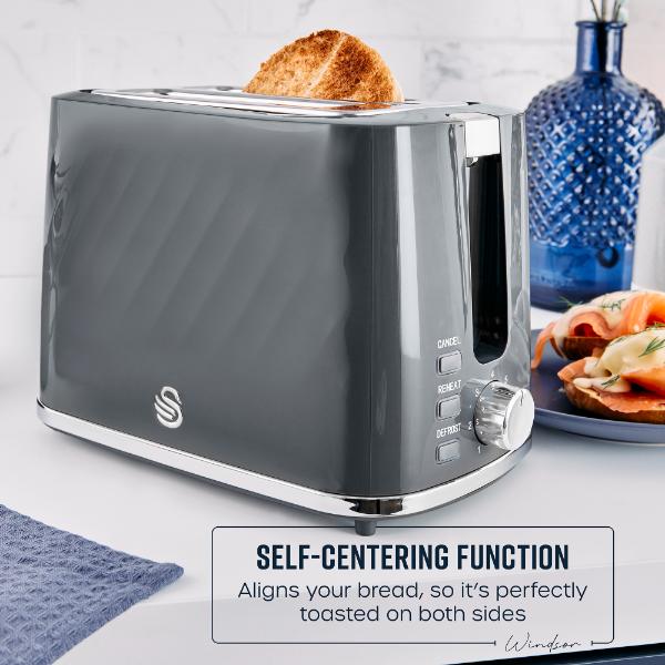 Swan Windsor 2 Slice Toaster Textured Grey