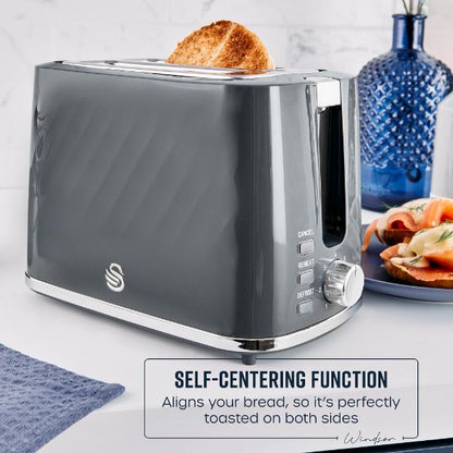 Swan Windsor 2 Slice Toaster Textured Grey