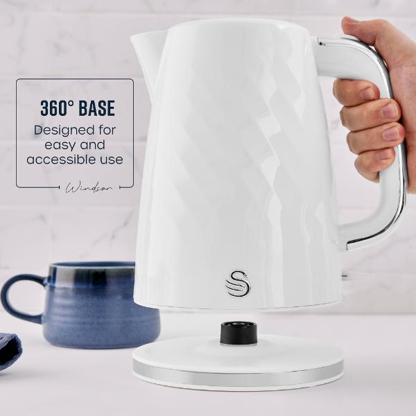 Swan Windsor 1.7L Textured Kettle White