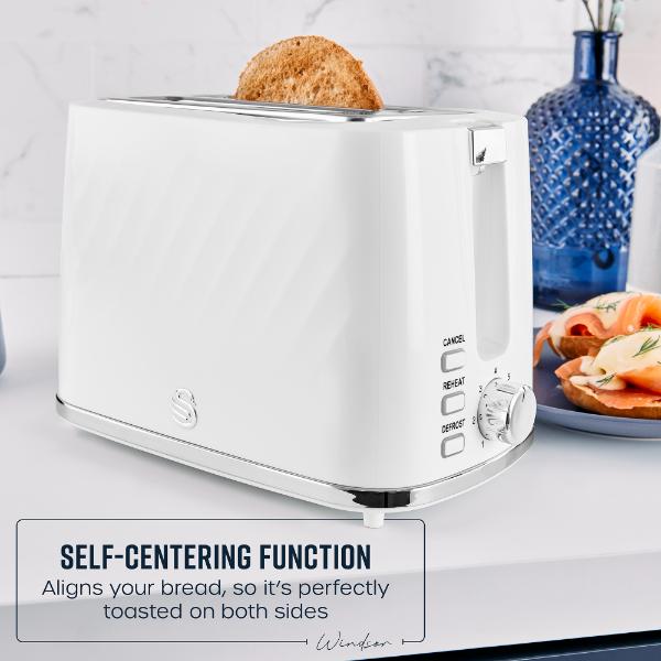 Swan Windsor 2 Slice Toaster Textured White