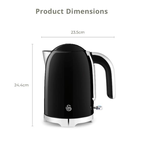 Swan Solace 1.7L Stainless Steel Jug Kettle Black