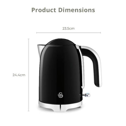 Swan Solace 1.7L Stainless Steel Jug Kettle Black
