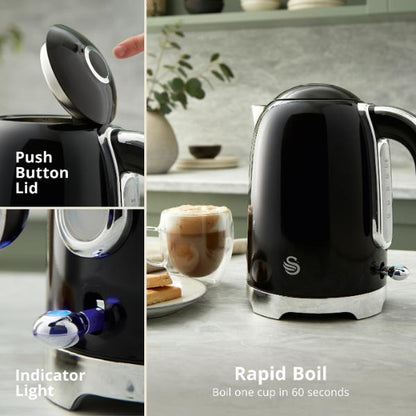 Swan Solace 1.7L Stainless Steel Jug Kettle Black