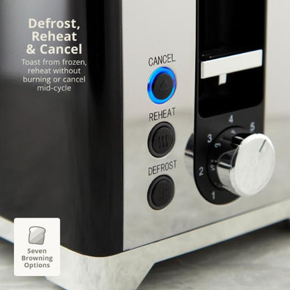 Swan Solace 2 Slice Stainless Steel Toaster Black