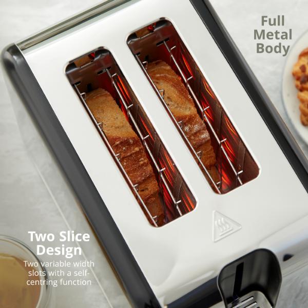 Swan Solace 2 Slice Stainless Steel Toaster Black