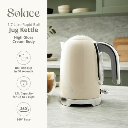 Swan Solace 1.7L Stainless Steel Jug Kettle Cream