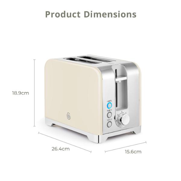 Swan Solace 2 Slice Stainless Steel Toaster Cream