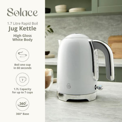 Swan Solace 1.7L Stainless Steel Jug Kettle White