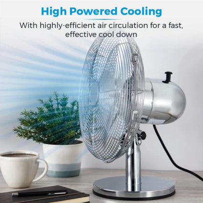Tower 12" Metal Desk Fan Stainless Steel