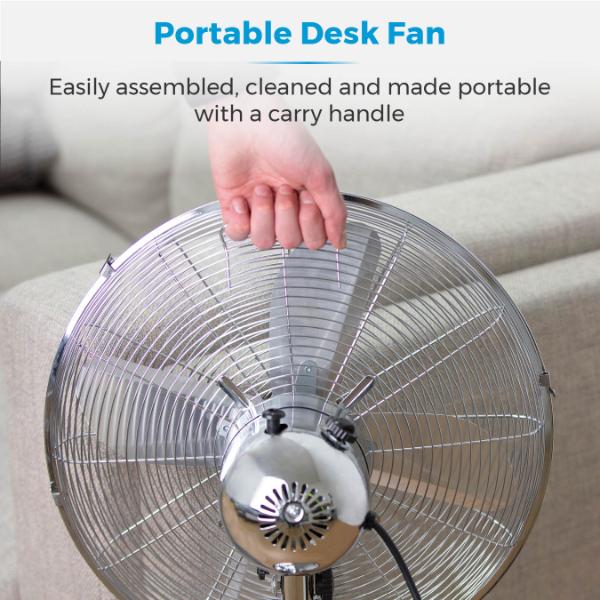 Tower 12" Metal Desk Fan Stainless Steel