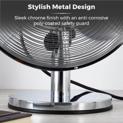 Tower 12" Metal Desk Fan Stainless Steel