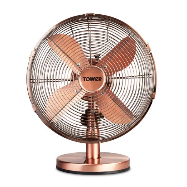 Tower 12" Metal Desk Fan Copper