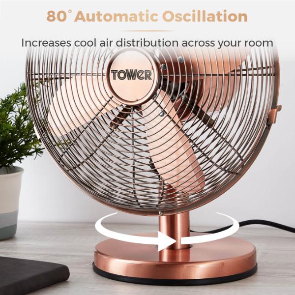 Tower 12" Metal Desk Fan Copper