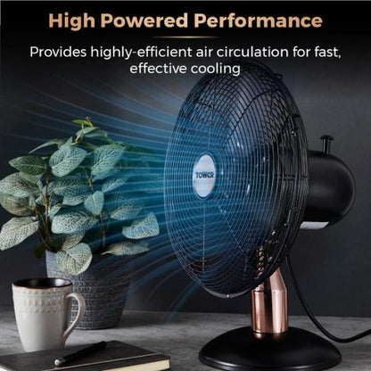 Tower Cavaletto 12" Metal Desk Fan Black