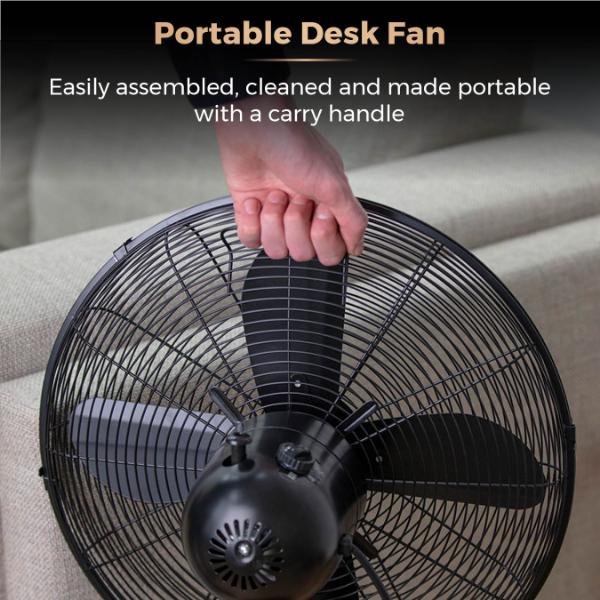 Tower Cavaletto 12" Metal Desk Fan Black