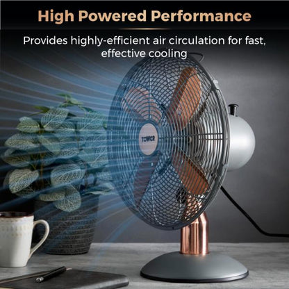 Tower Cavaletto 12" Metal Desk Fan Grey