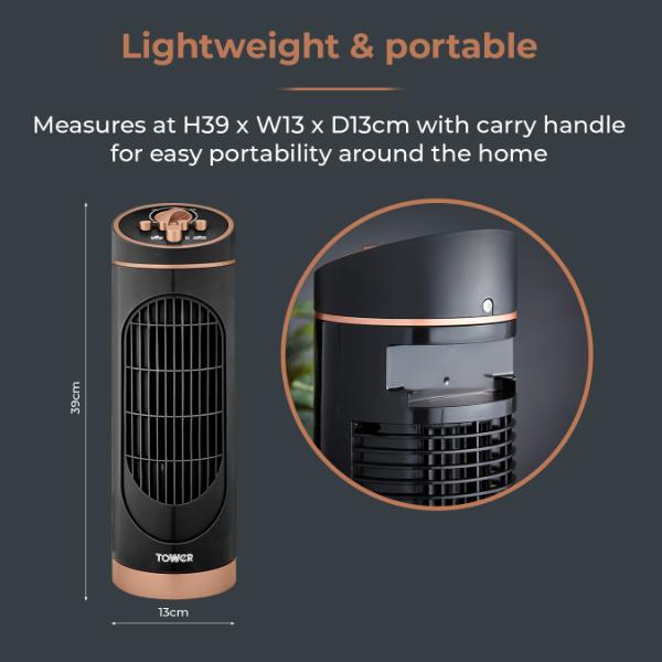 Tower Cavaletto 14" Mini Tower Fan Black