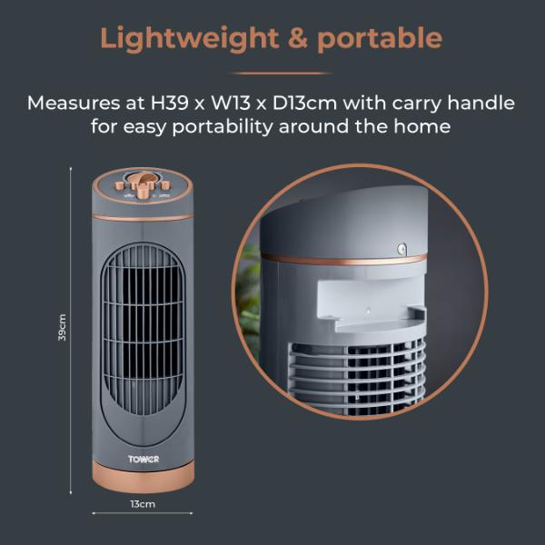 Tower Cavaletto 14" Mini Tower Fan Grey
