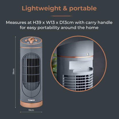 Tower Cavaletto 14" Mini Tower Fan Grey